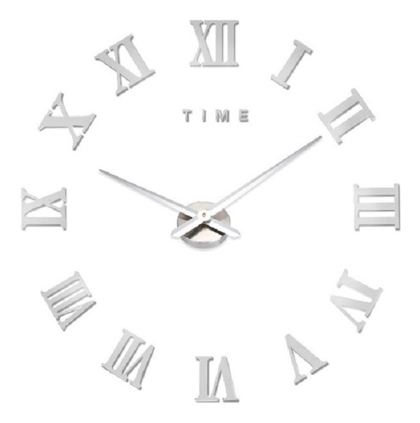 Reloj Pared Decorativo Moderno 3d Adhesivo Sala Cocina Custom Romano   plateado