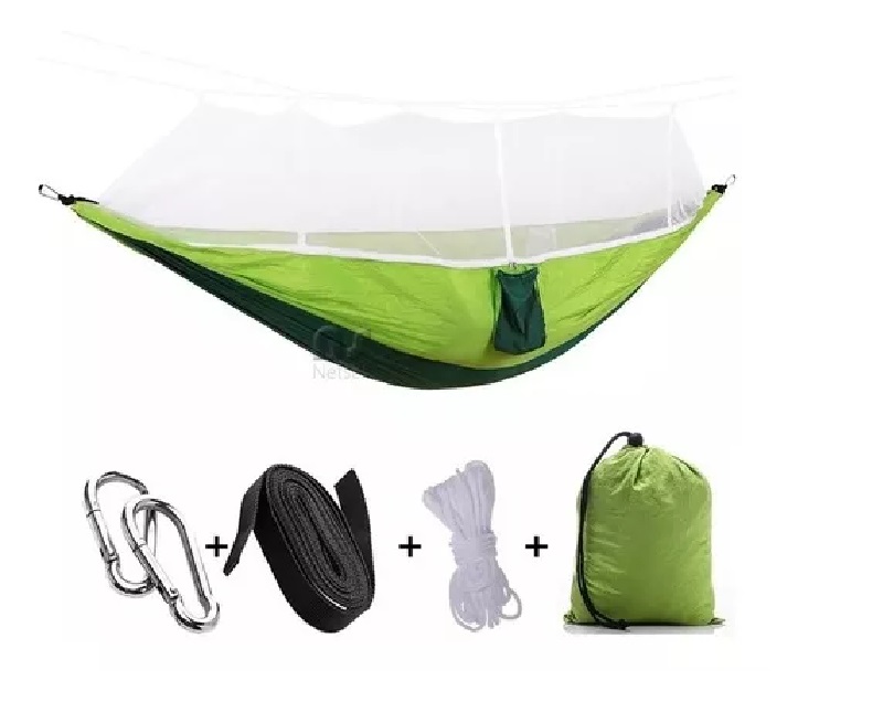 Hamaca Camping Colgante Columpio Con Mosquitero Ligera Compacta Jardin Exteriores Para Acampar Color Verde