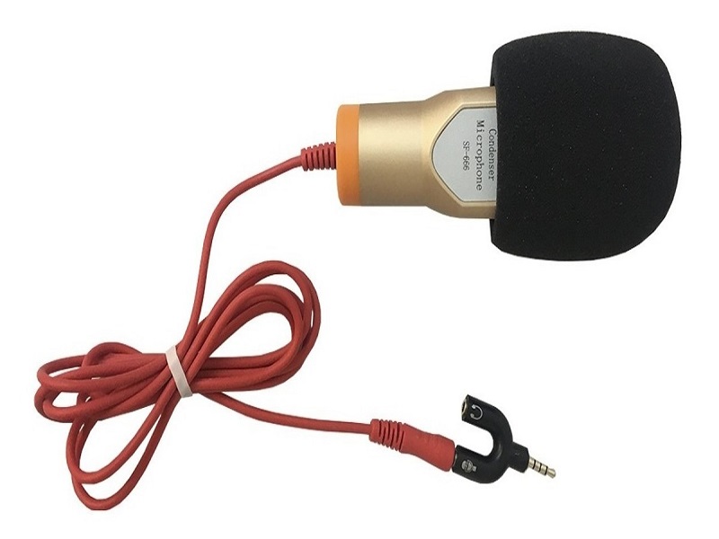 Microfono Condensador Con Divisor De Audio Y Filtro Antipop, Tripie  Color Oro