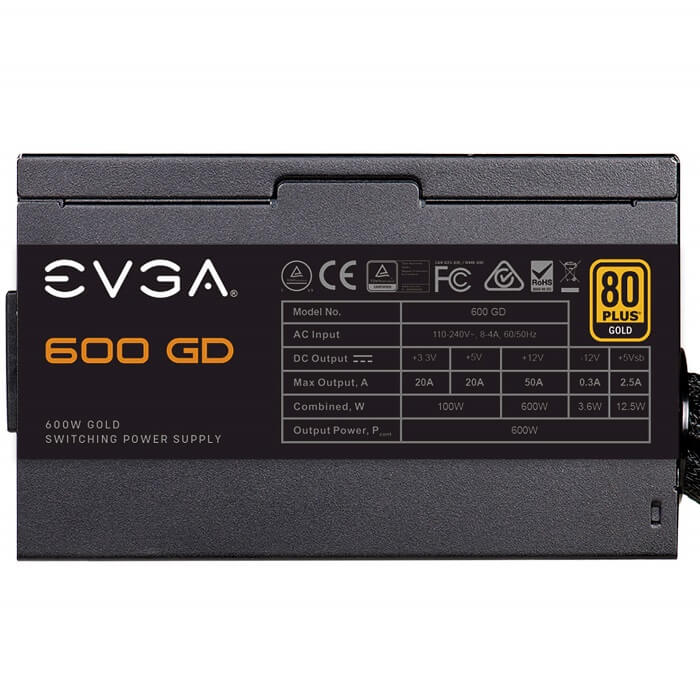 Fuente De Poder EVGA 600 GD 600W 80 PLUS GOLD 100-GD-0600-V1