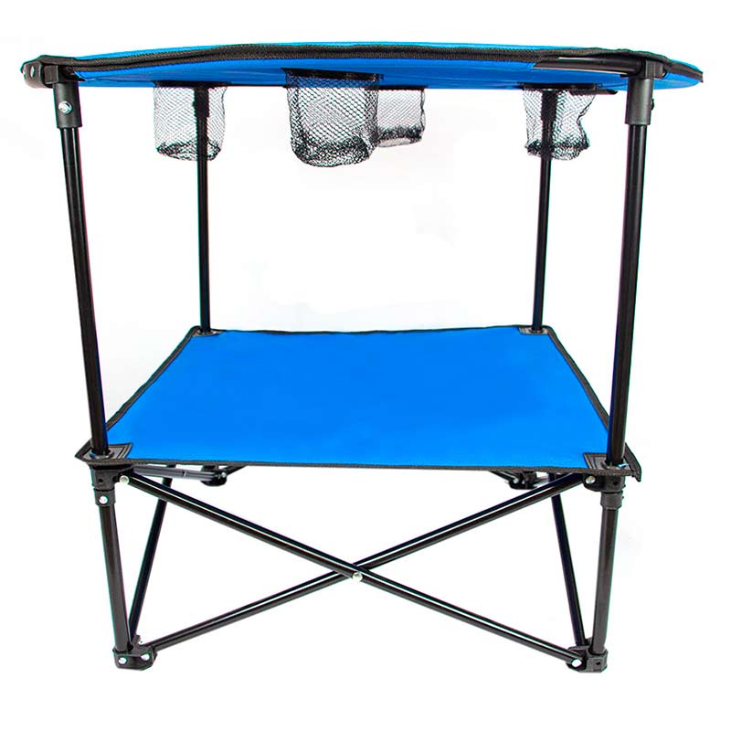 Mesa Playa 4 Sillas Plegables Kit Mesa Plegable Jardin Camping Alberca Silla Azul.