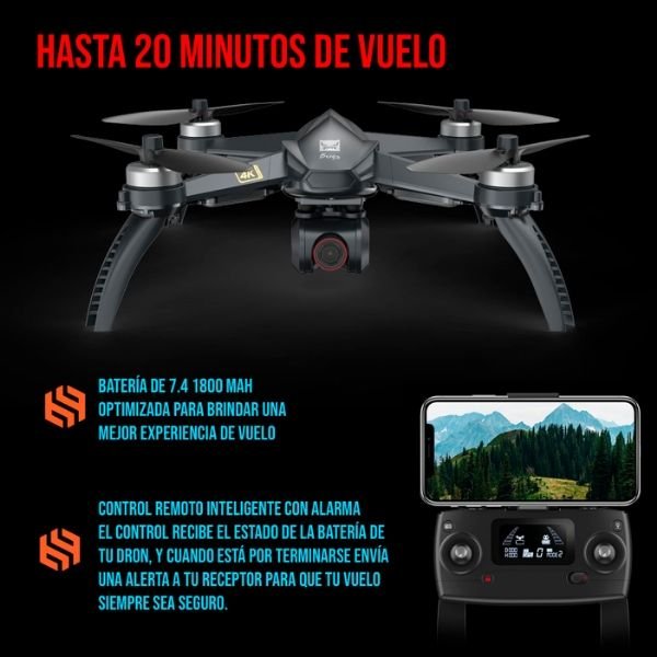 Drone Semi Profesional Bugs B5W 4K Cámara Rotación 90º Wifi 5Ghz, Velocidad 60km/h, 20 Minutos de Vuelo