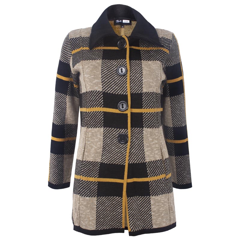 SUETER TIPO ABRIGUITO A CUADROS CON BOTONES