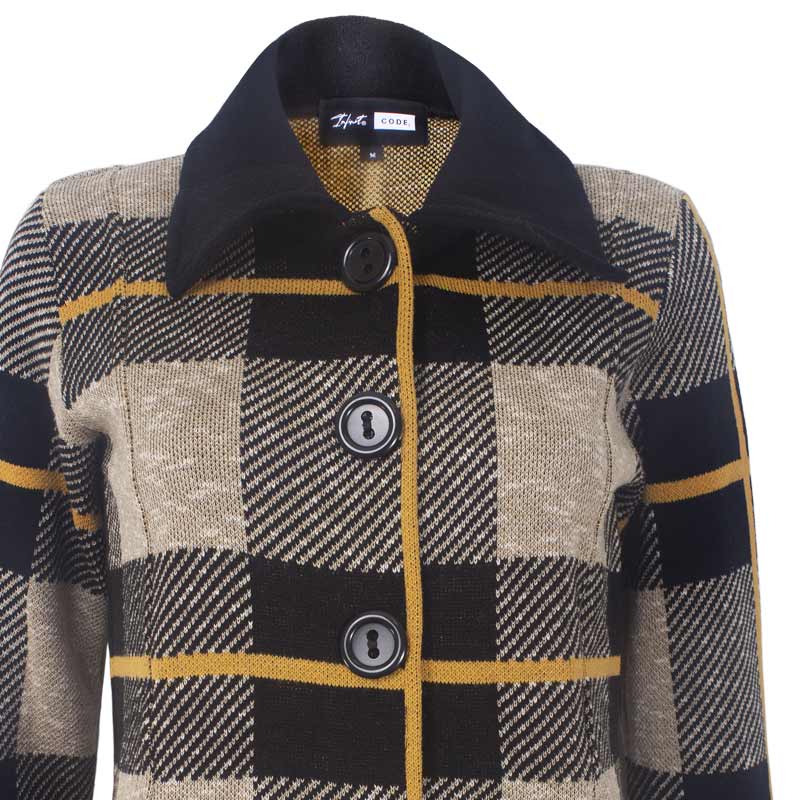 SUETER TIPO ABRIGUITO A CUADROS CON BOTONES