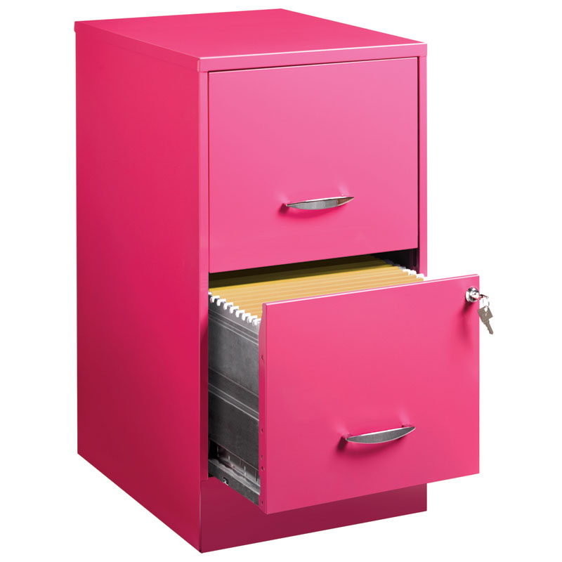 Archivero economico de dos cajones tamaño carta color rosa HIRSH