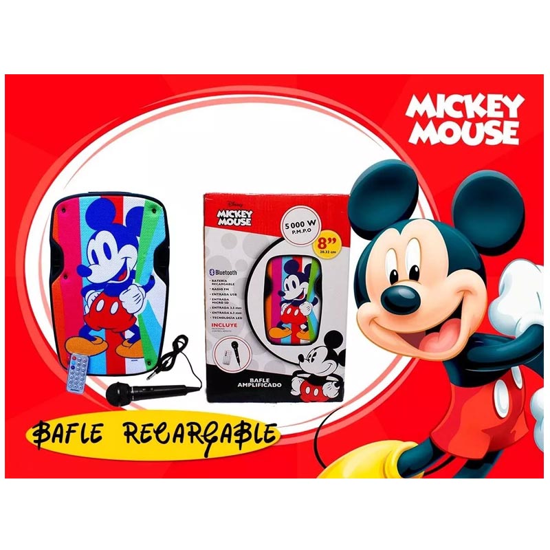 Bafle 8 Pulgadas Amplificado Recargable 5000w Mickey Mouse