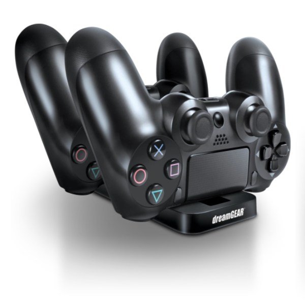 Base De Carga Dual Para Controles PS4 Negro Modelo Dual Power Dock Marca DREAMGEAR 