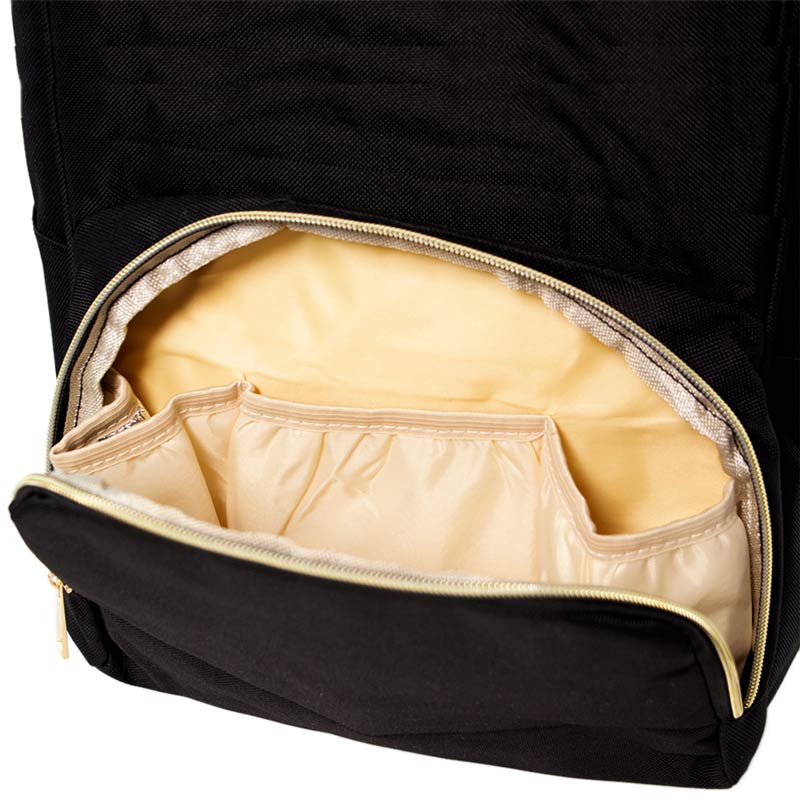 Pañalera Mochila Bebe Termica Organizador Biberon Impermeable Negra