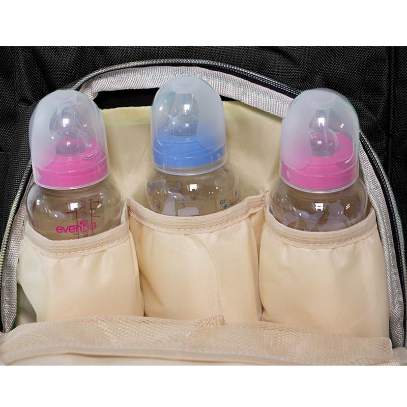 Pañalera Mochila Bebe Termica Organizador Biberon Impermeable Negra