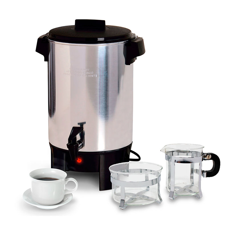 Cafetera Percoladora De 30 Tazas De Grado Comercial En Aluminio Pulido