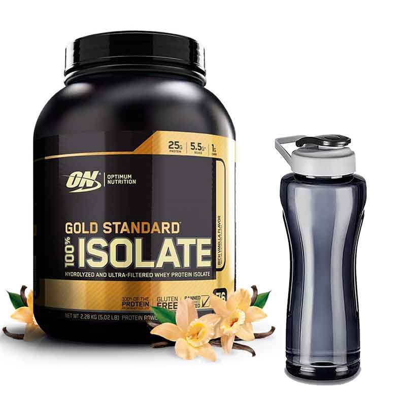 PROTEINA ON GOLD STANDARD ISOLATE 5 LBS VAINILLA Y CILINDRO GRATIS DE 900MLS