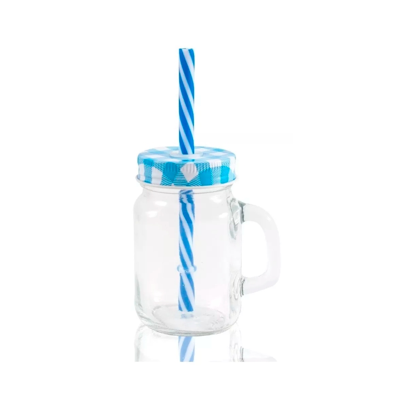 Juego de 4 tarros tipo Mason Jars con popote 470 ml Good & Good MS44388