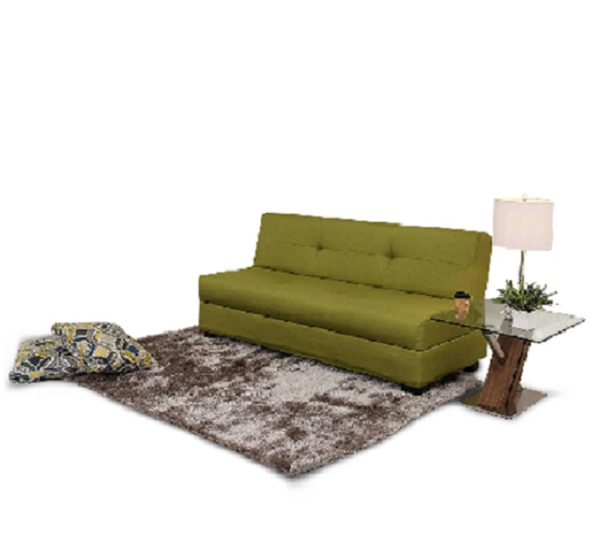 Sofa Cama Eco Con Base Metal-madera Tapizado Tela color verde