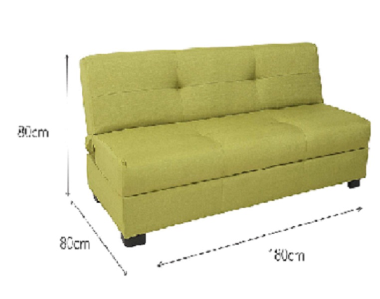 Sofa Cama Eco Con Base Metal-madera Tapizado Tela color verde