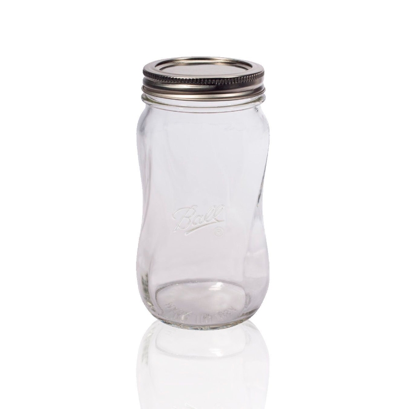 Frasco De Vidrio Con Tapa Collection Design Series SPIRAL Mason Jars Ball 16oz Boca Regular 4 piezas