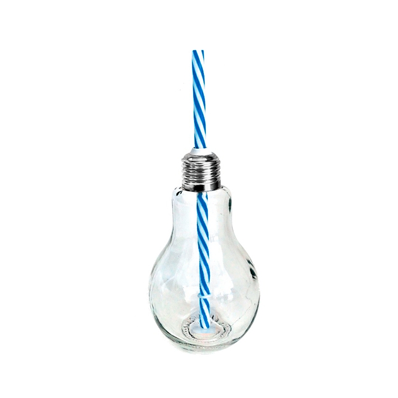 Frasco De Vidrio Con Tapa Y Popote Mason Jar Foco Transparente 16oz. 24 Piezas