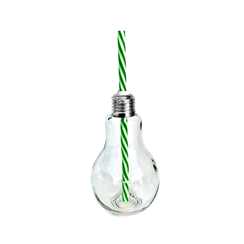 Frasco De Vidrio Con Tapa Y Popote Mason Jar Foco Transparente 16oz. 24 Piezas