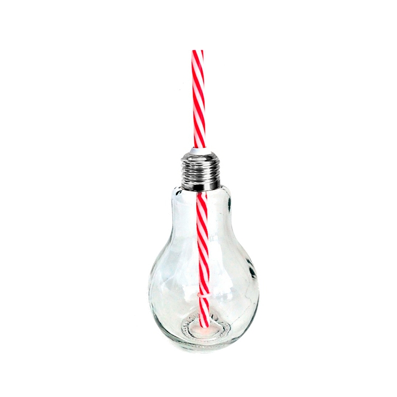 Frasco De Vidrio Con Tapa Y Popote Mason Jar Foco Transparente 16oz. 24 Piezas