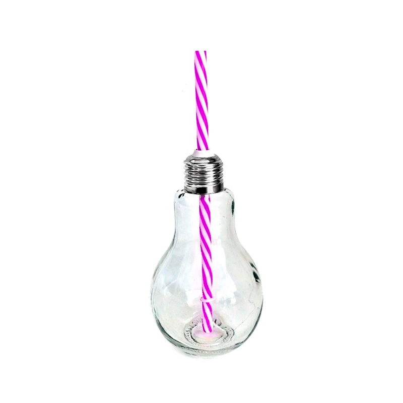 Frasco De Vidrio Con Tapa Y Popote Mason Jar Foco Transparente 16oz. 24 Piezas