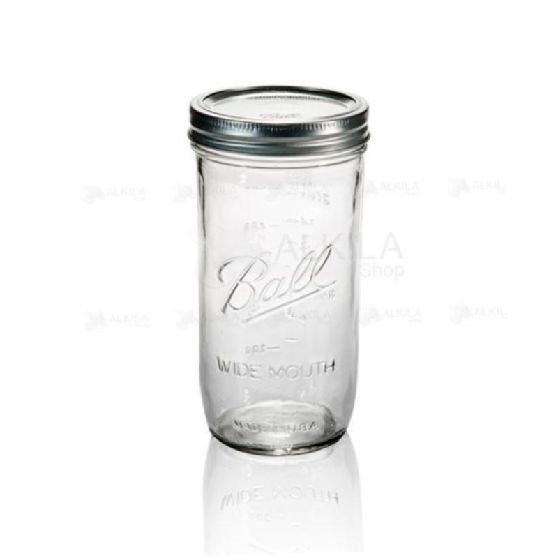 6 Pack Frasco Vidrio Mason Jar Tapa Boca Ancha Transparente 24oz/682ml Ball