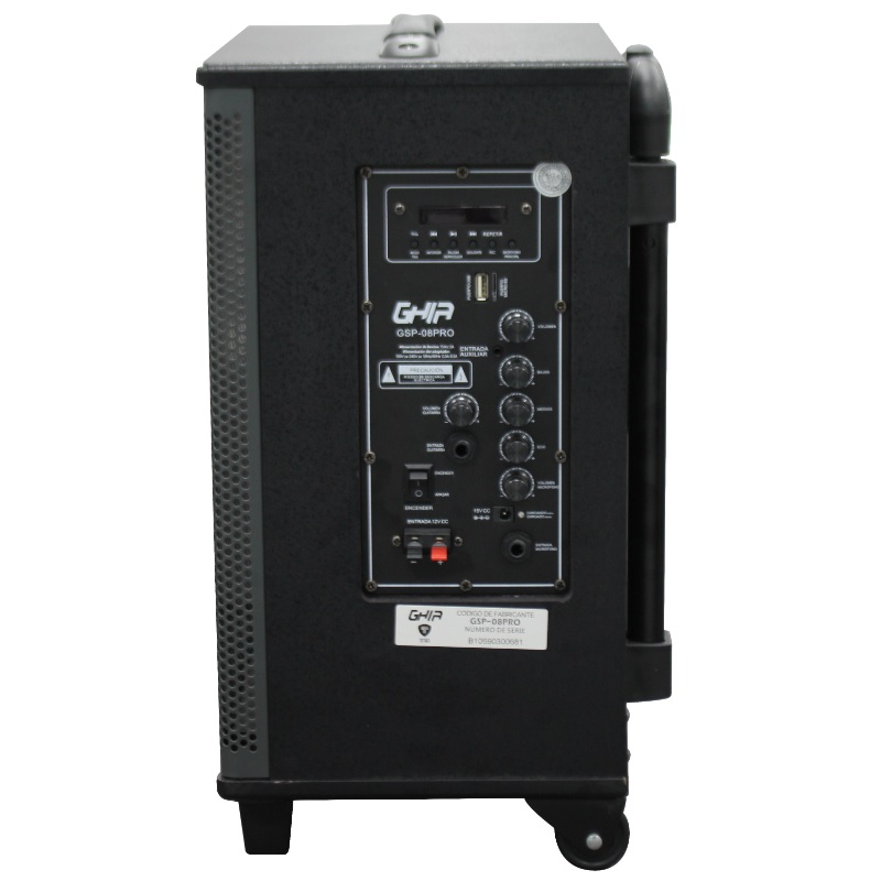 Bocina Bafle Activo GHIA GSP- 8" - USB - MicroSD - Bluetooth - LED