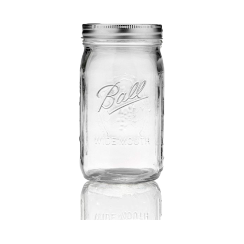 6 Pack Frasco Vidrio Mason Jars Tapa Boca Ancha Transparente 32oz/909ml Ball