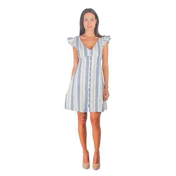 Incognita Vestido Para Mujer Moda Casual Lino Corte Imperio Azul , 330362