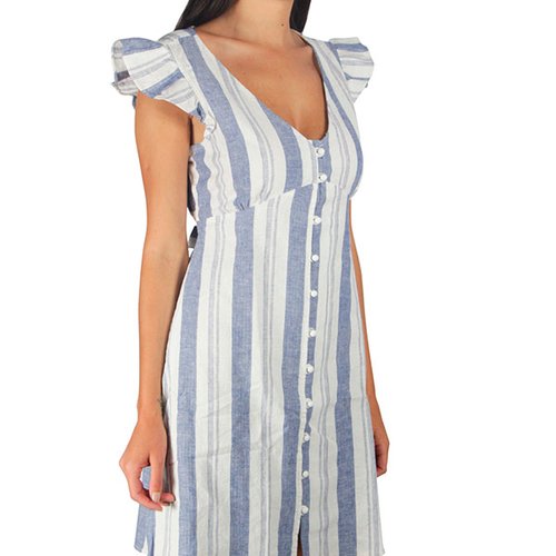 Incognita Vestido para Mujer Moda Casual Lino Corte Imperio Azul , 330362