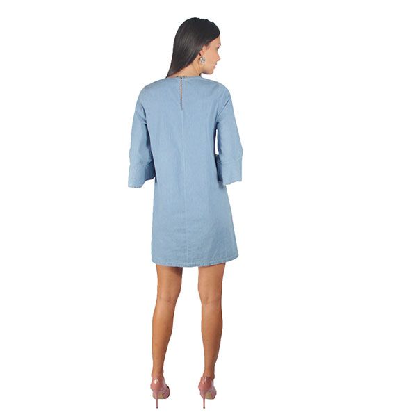 Incognita  Vestido Para Mujer Casual En Cambray Azul Bordado , 900016