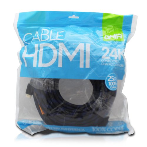 Cable HDMI GHIA - 25 Mts - Macho - Negro/ Azul
