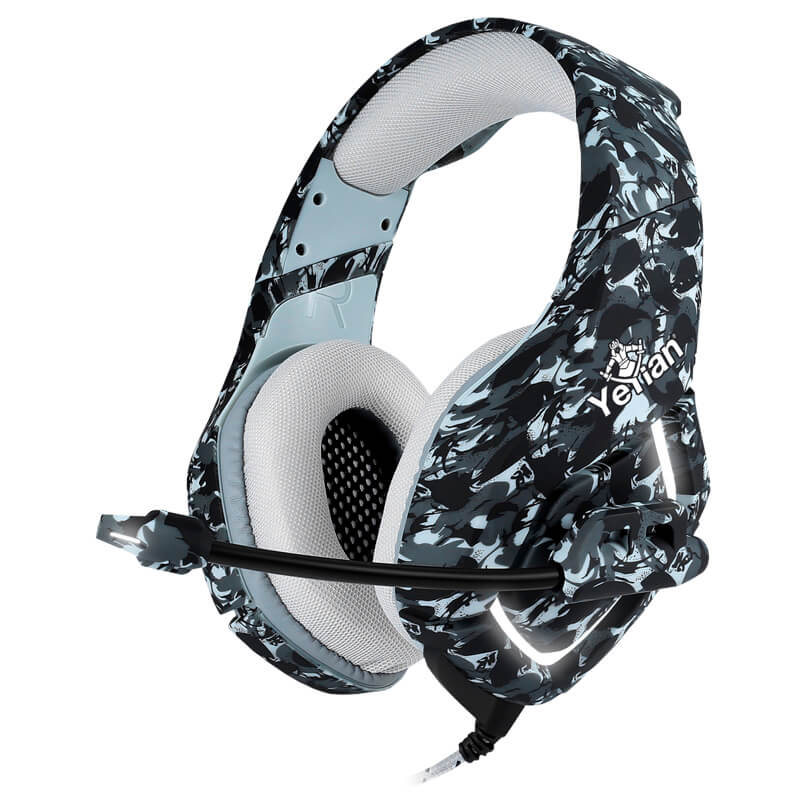 Diadema gaming Yeyian Force Serie 3000, alambricos, 2.2 metros, 3.5mm, USB, Camuflaje gris (YDF-33401G)