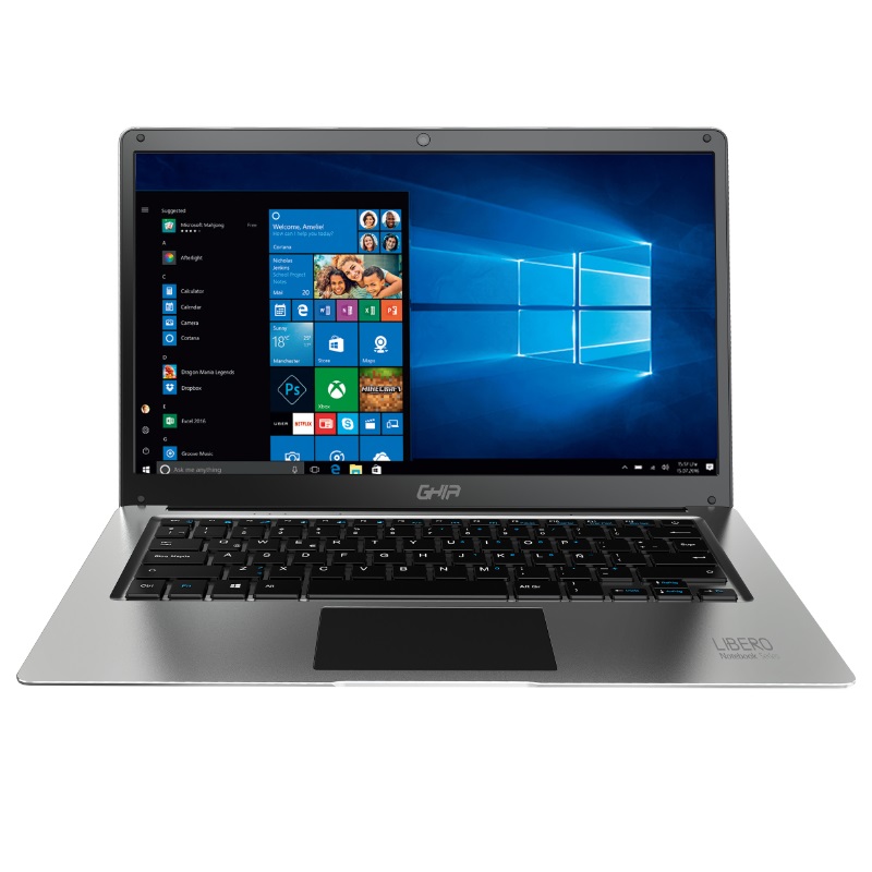 Laptop GHIA Libero E - 14.1" - Intel Celeron N3350 - 4GB - 64GB eMMC - Gráficos HD 500 - Windows 10 Home - Plata