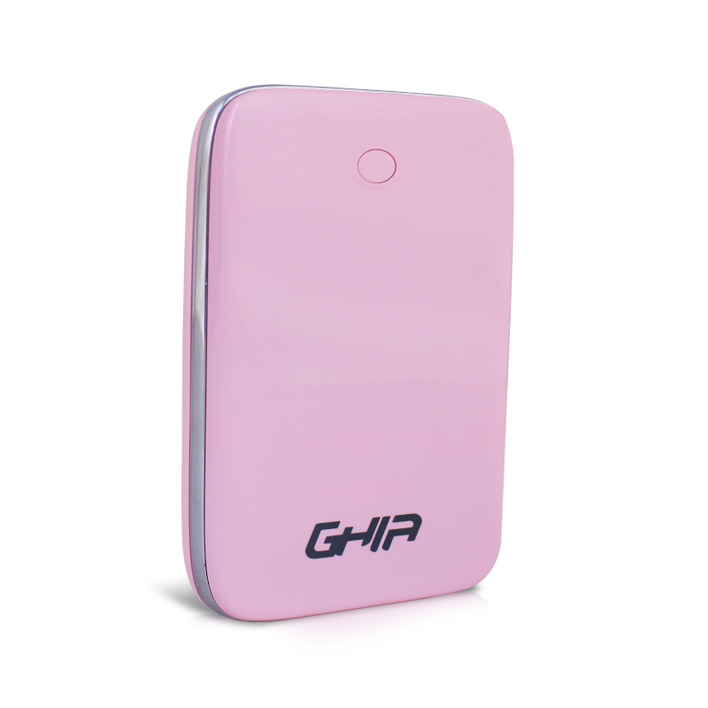 Batería Portátil GHIA Volta - 6000 mAh - 2 USB - Indicadores LED - Rosa