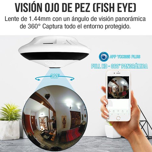 Camara Wifi Ip 360 Espia Full Hd Nube Fish Eye Zoom 3D Video Vigilancia Seguridad