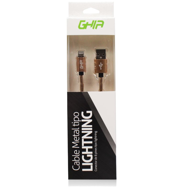 Cable Lightning GHIA - 1M - USB 2.1 - Cargador - Dorado