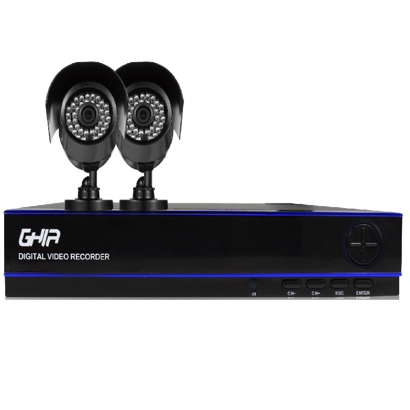 Kit de Seguridad GHIA - DVR Pentahibrido - 4 Canales - 1080p - HDMI - VGA - 2 Cámaras Bala - 720p - P2P - Accesorios