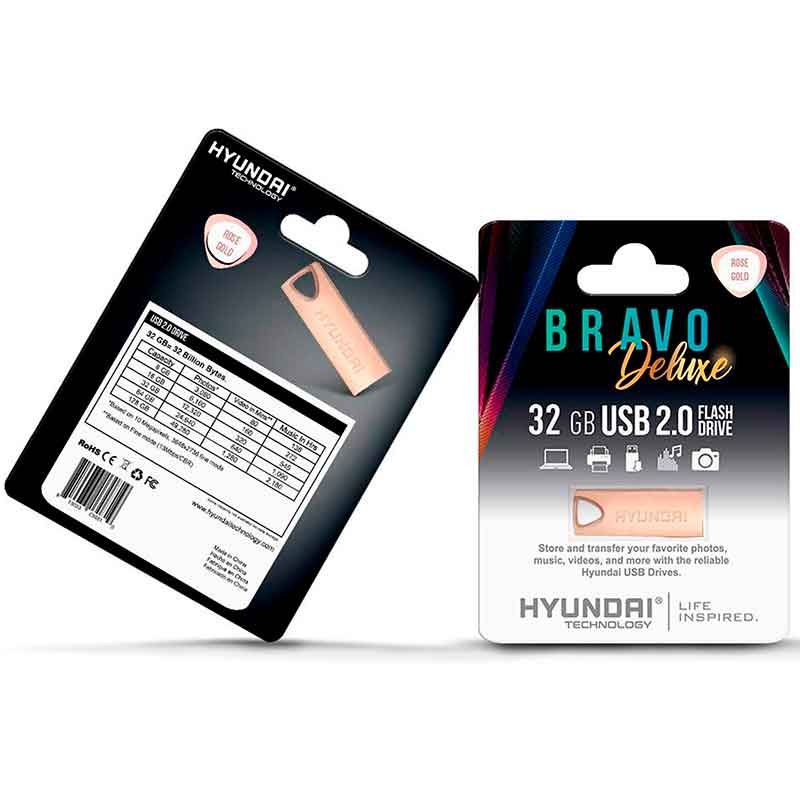 Memoria USB 32GB HYUNDAI BRAVO Deluxe Keychain USB 2.0 Metal Rose Gold U2BK/32GARG 