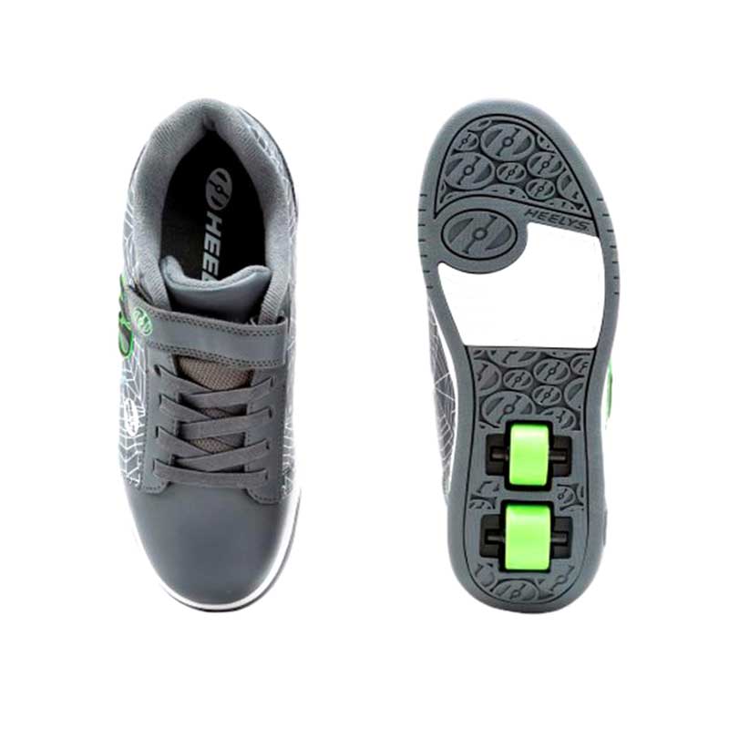 Tenis Patín Para Niña Heelys Gris con Estampado de Telaraña Con Dos Ruedas Desmontables