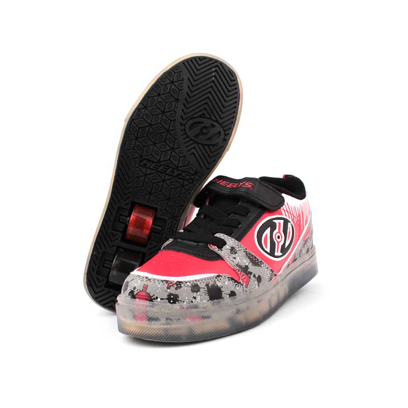 Tenis Patín Para Niño Heelys Rojo De Luz Led A Sensor Con Dos Ruedas Desmontables