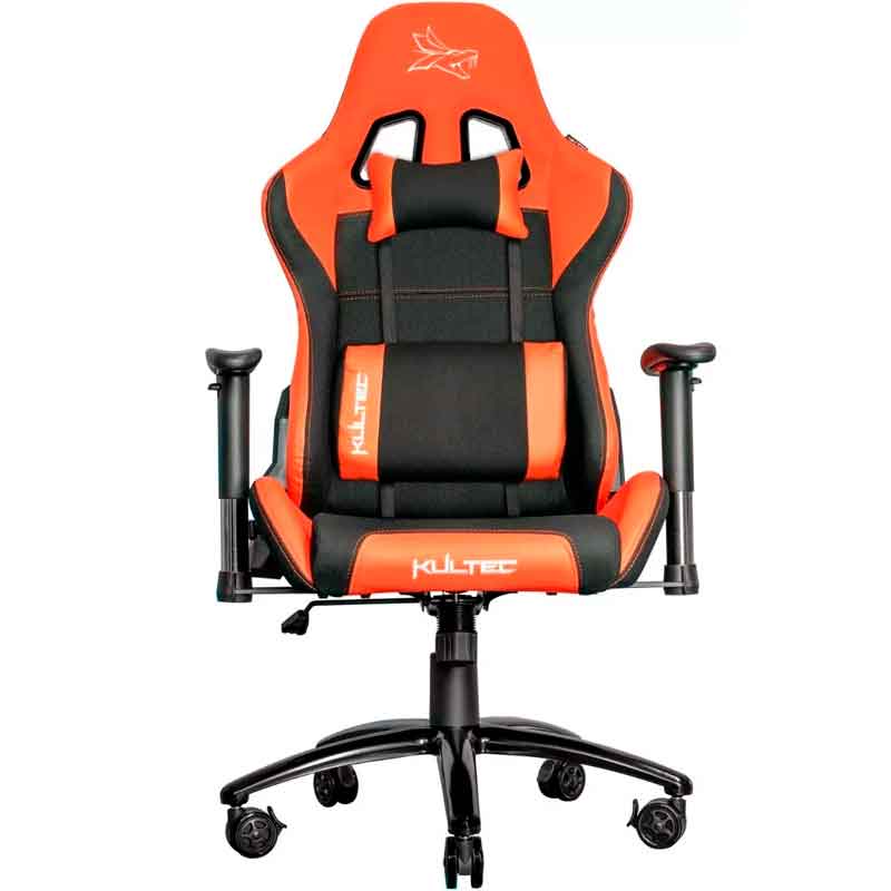 Silla Gamer KULTEC Serie X Ergonomica Reclinable Soporte Lumbar Vinipiel Naranja KLTX-313 