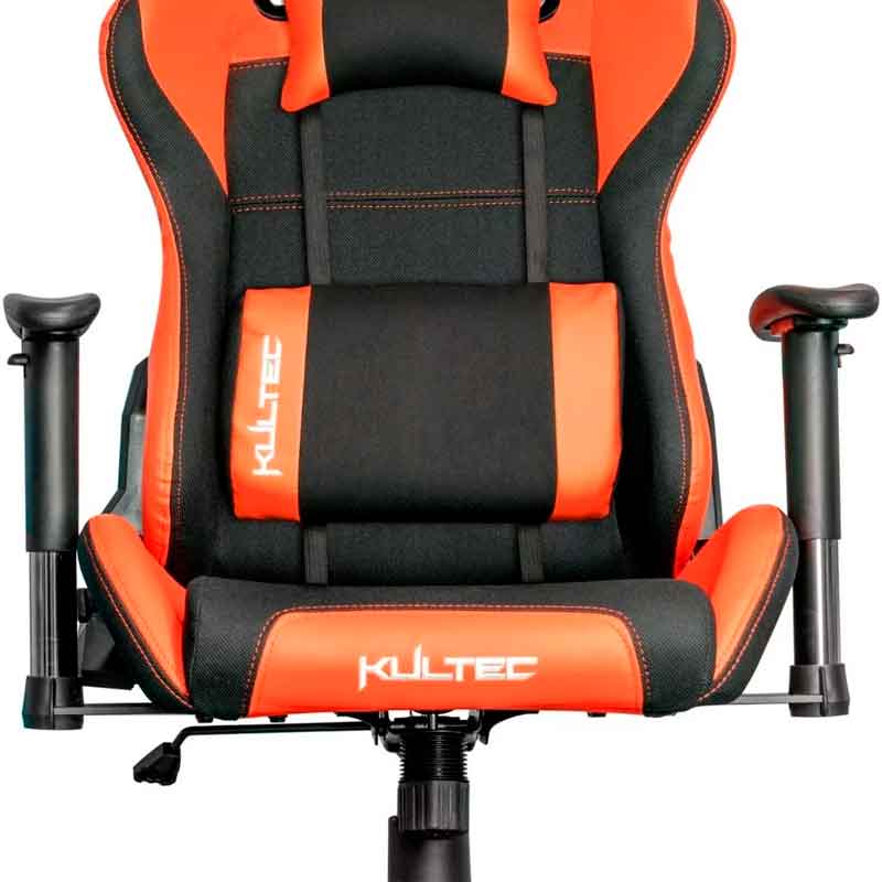 Silla Gamer KULTEC Serie X Ergonomica Reclinable Soporte Lumbar Vinipiel Naranja KLTX-313 