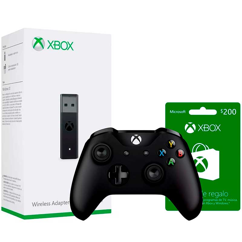 KIT Gamer XBOX ONE Control 4N6-00001 + Adaptador PC Inalámbrico + Tarjeta de Regalo $200 