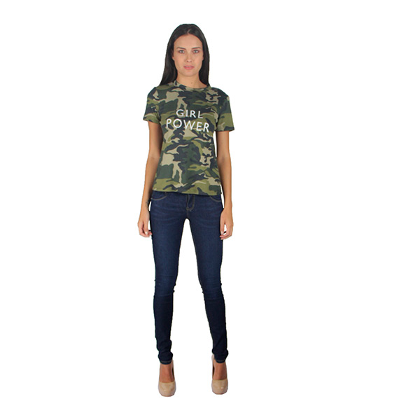 Blusa para mujer verde militar camuflaje estampado casual , 330406