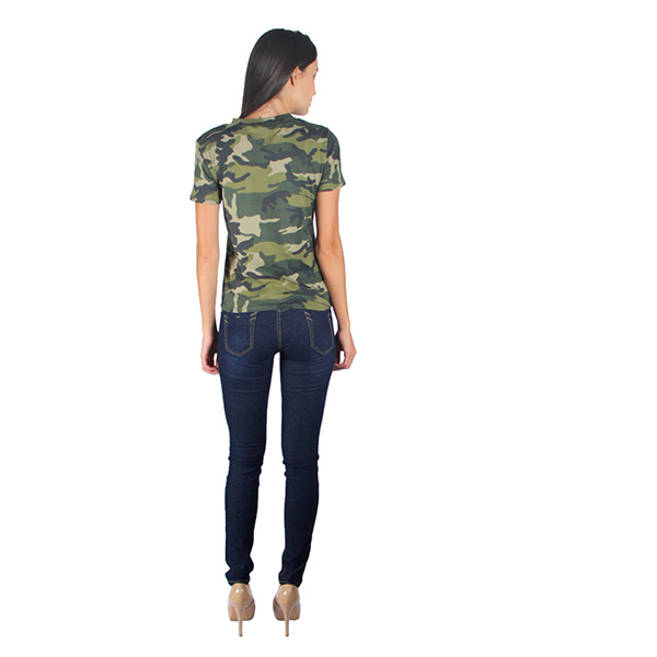Blusa para mujer verde militar camuflaje estampado casual , 330406