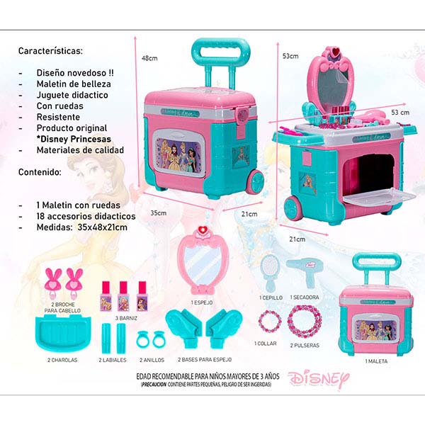 Disney Maletin Con Ruedas tematicas belleza doctor herramientas cocina Frozen Princesas Minnie Cars Juguete 71606-12