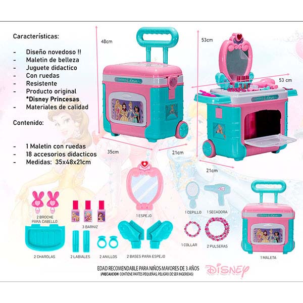 Disney Maletin Con Ruedas tematicas belleza doctor herramientas cocina  Frozen Princesas Minnie Cars Juguete 71606-12