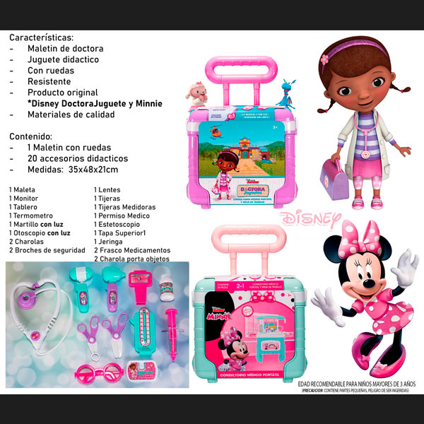 Disney Maletin Con Ruedas tematicas belleza doctor herramientas cocina Frozen Princesas Minnie Cars Juguete 71606-12