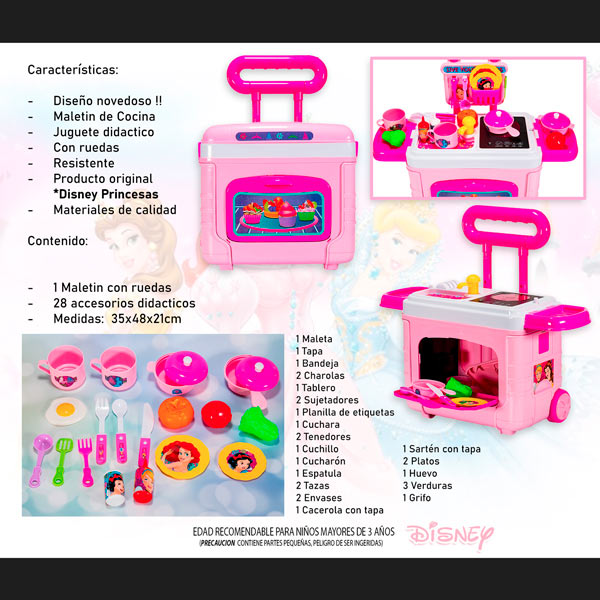 Disney Maletin Con Ruedas tematicas belleza doctor herramientas cocina Frozen Princesas Minnie Cars Juguete 71606-12