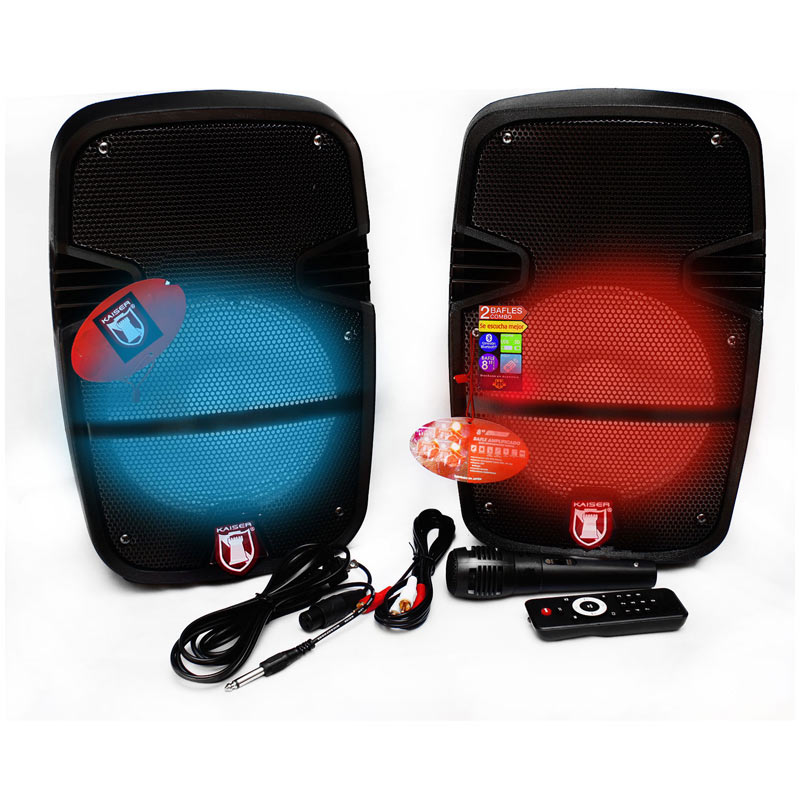 Combo Bafles Activo Y Pasivo 8 con  Iluminacion Leds KSR 10000W