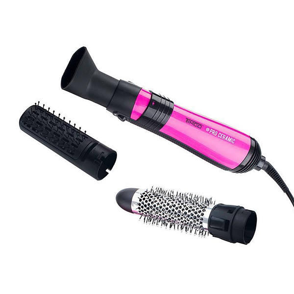 Cepillo De Aire Timco 3 En 1 con cabezales Intercambiables color rosa modelo AJ-400B